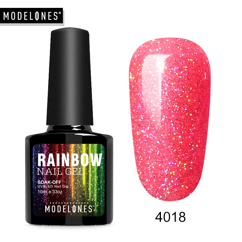Modelones Neon Glitter Led Nail Gel Polish Soak Off Blue Color Glitter UV Nail Varnish Lacquer Long Lasting Sequins Hybrid Gel - Цвет: 4018