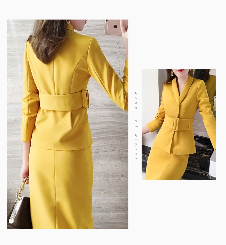 Fashion black suit skirt new high-end women's spring professional temperament waist V-neck + two-piece women |