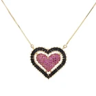 Ожерелье Hibride с большим сердечком для женщин, цепочка золотого цвета, ожерелье с кулоном Love, женская модная бижутерия с кубическим цирконием, P20