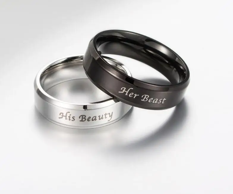 316L нержавеющая сталь ее зверь и его Красота любителей кольцо|jewelry stainless steel|stainless