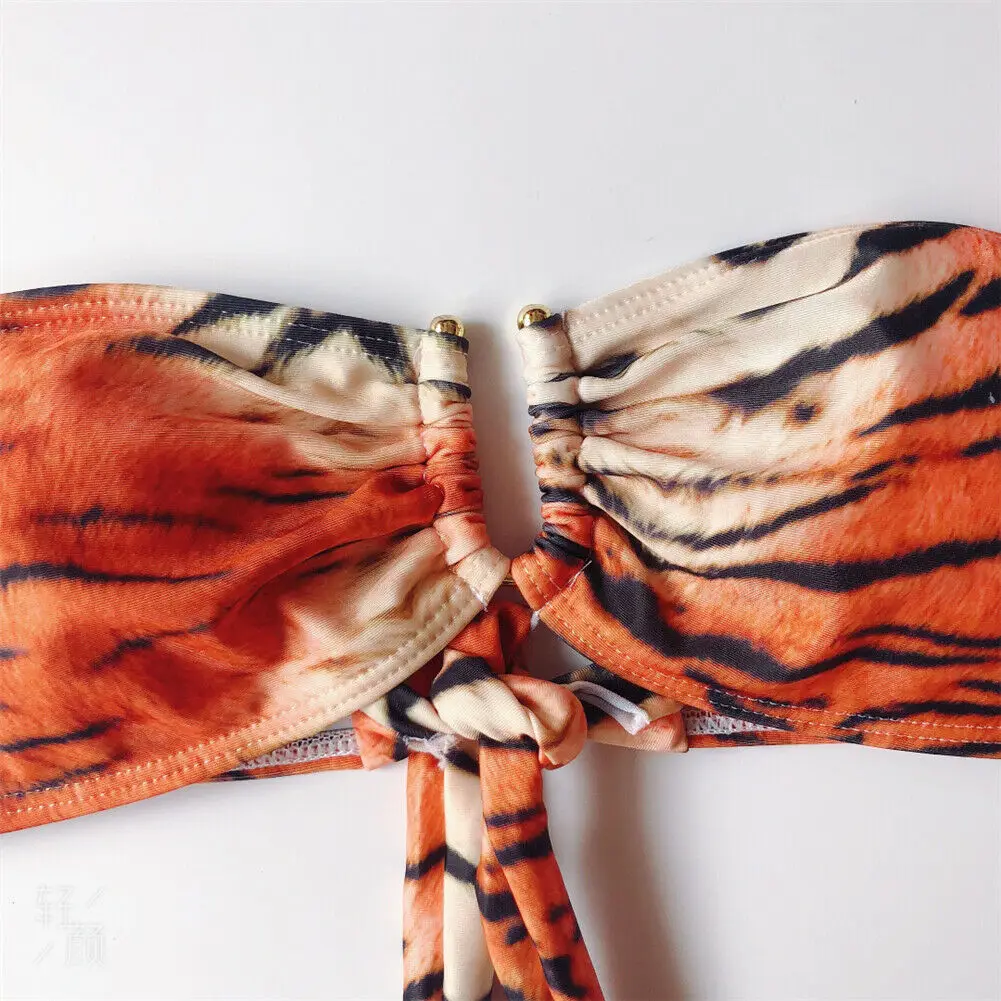 2019 новый стиль бант без бретелек Леопардовый женский сексуальный тигровый Принт