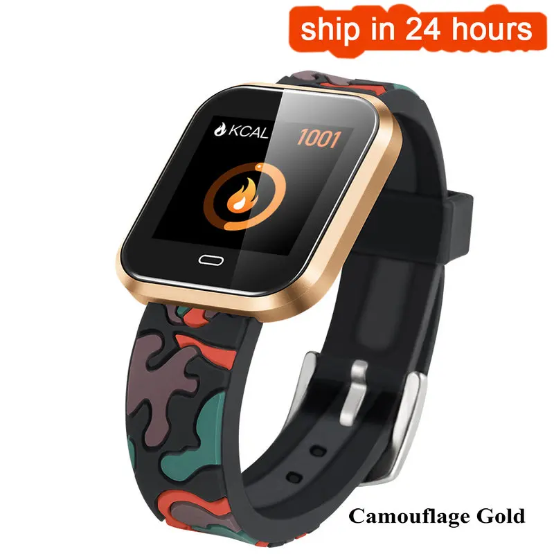 Camouflage Gold CD16 Смарт часы кровяное давление мониторинг сердечного ритма IP67 шаг спортивные фитнес часы Мужская мода Смарт часы для Android IOS - Цвет: Camouflage Gold