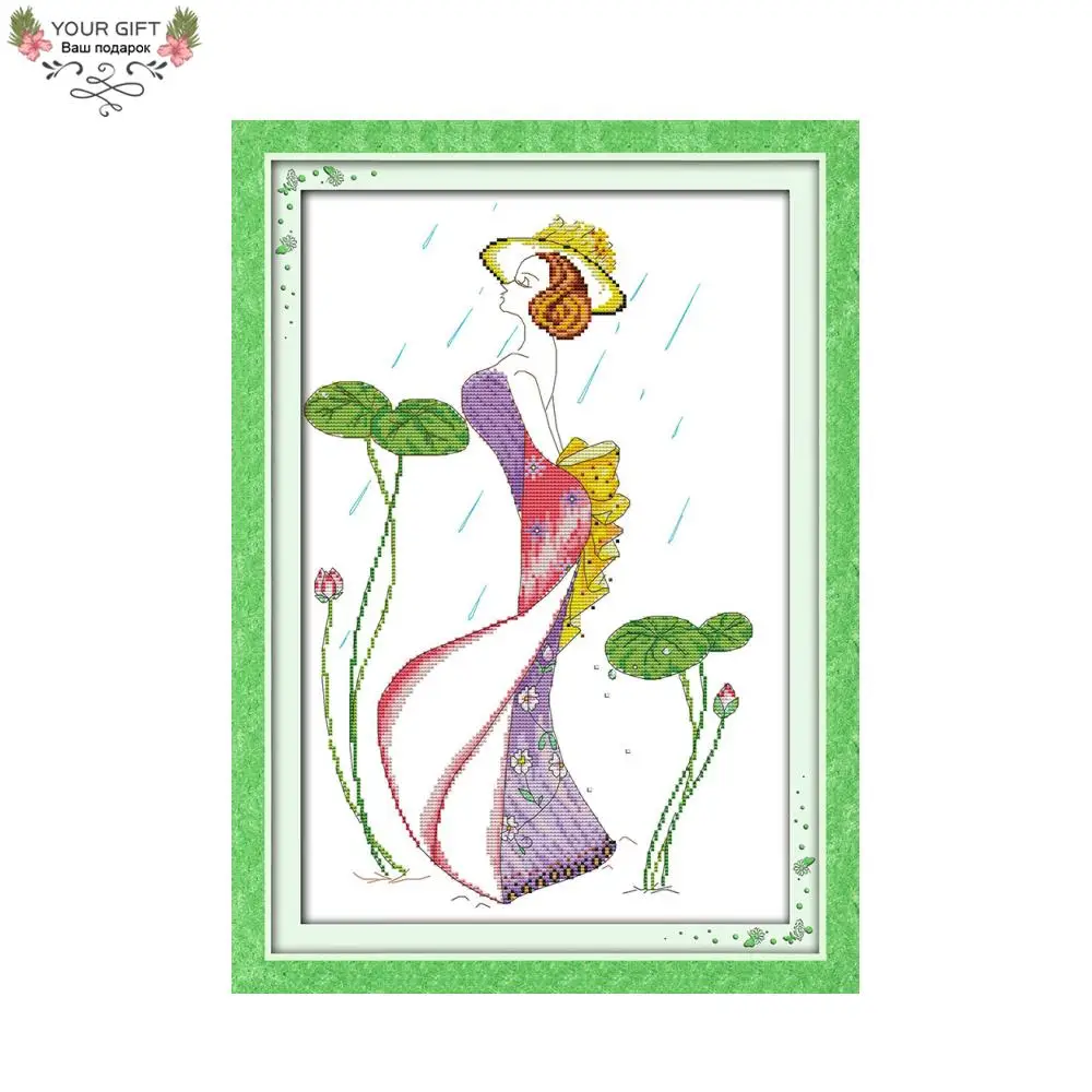 

Joy Sunday R811 14CT 11CT Counted and Stamped Home Decor Graceful Woman Needlework Embroidery Cross Stitch kits