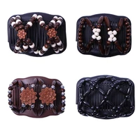 lovef thick hair clip magic wood beads double hair comb stretch combs for hair design butterfly bun maker for hairstyles 4pcs