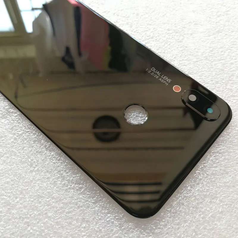 Black Оригинальная 3D стеклянная задняя крышка для huawei nova 3I nova 3i запасные части задняя крышка батарейного отсека Корпус+ крышка вспышки+ объектив камеры - Цвет: Black