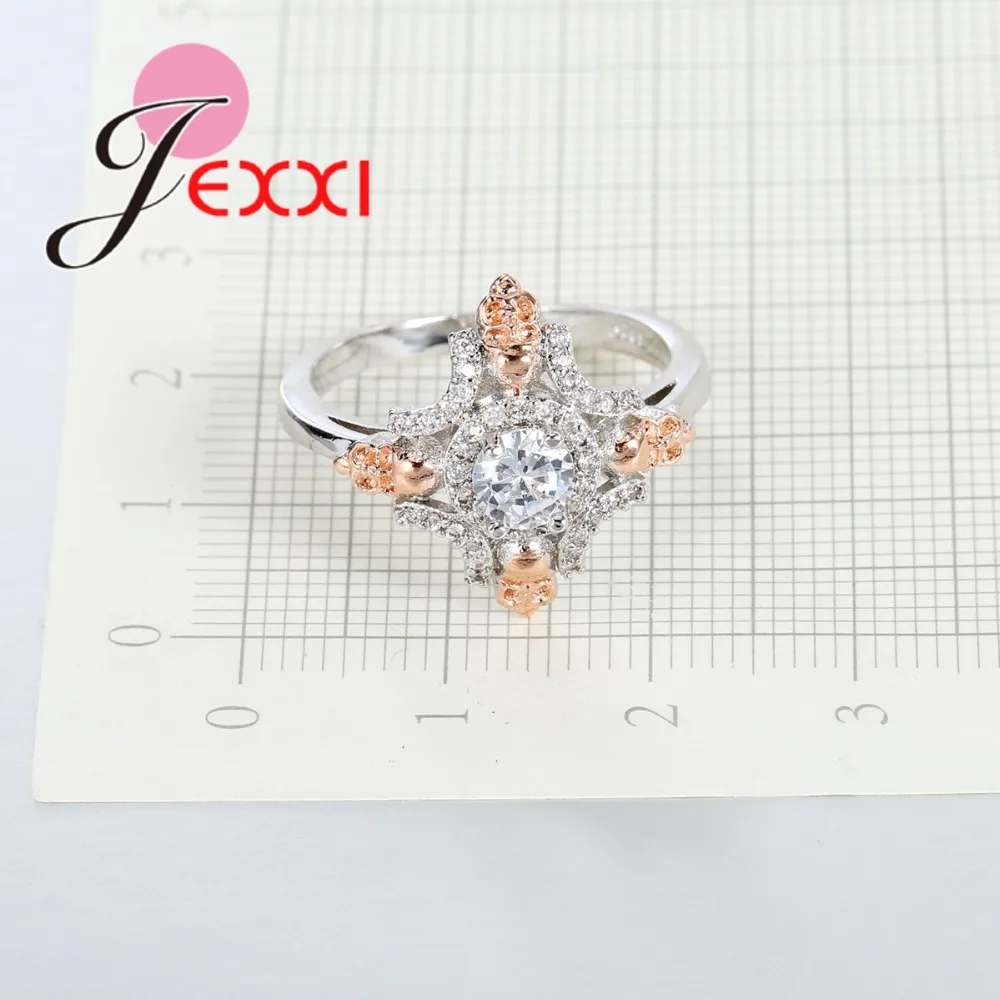 

Fashion Brand Zircon 925 Sterling Silver Mixed Color Ring Wedding Romantic Rings engagement Jewelry For Women