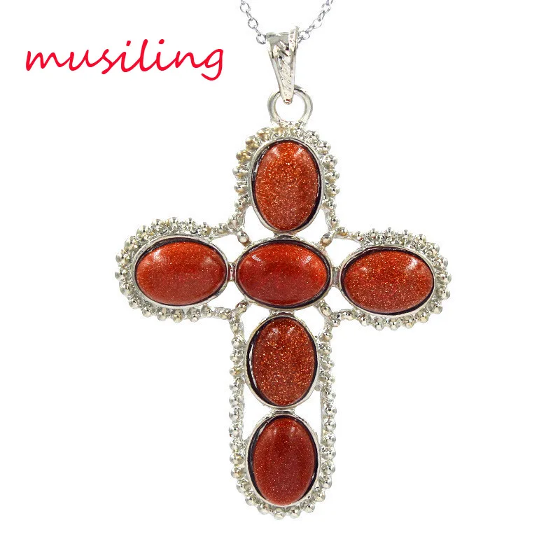 Musiling Jewelry Крест из натурального камня рейки маятниковая подвеска ожерелье цепь