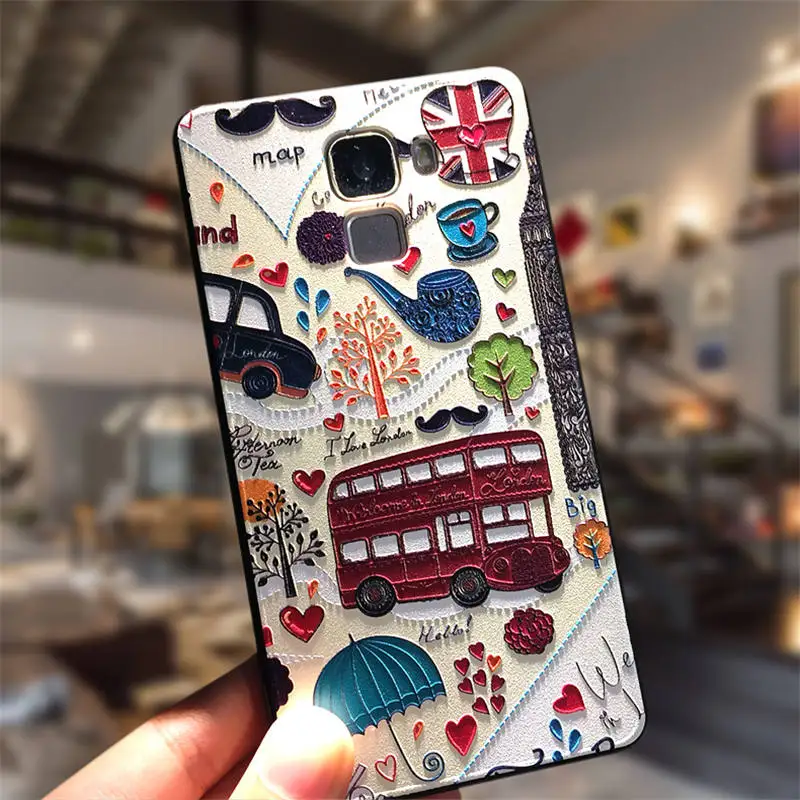NO 4 Чехол для huawei Honor 7, Fundas, рельефный рисунок, Премиум, мягкий, ТПУ, капа, задняя крышка, чехол для мобильного телефона, бампер, 5,2 дюймов, Coque Fundas - Цвет: NO 4