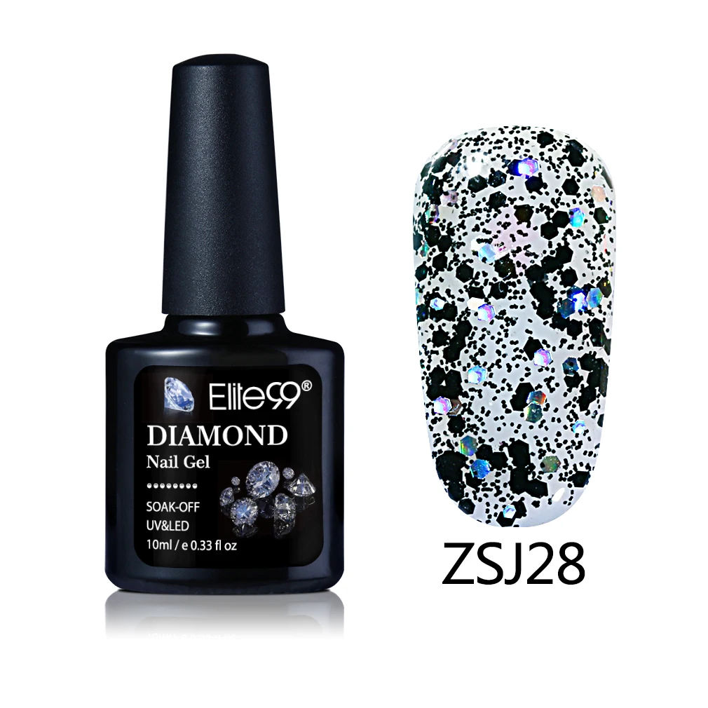 ZSJ28 Elite99 10 мл бриллиантовый блеск с ультрафиолетовым свечением Гель-лак Блестящие Блестки замочить от Гель-лак для ногтей Vernis Полупостоянный дизайн ногтей маникюр гель - Цвет: ZSJ28