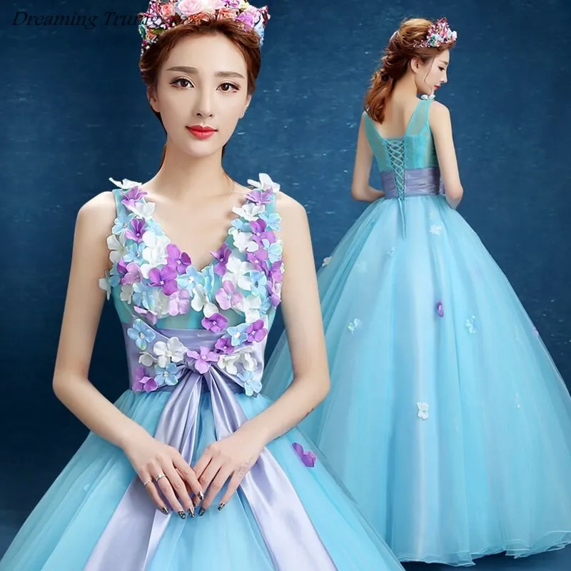 Блестящее бальное платье светло голубого цвета Quinceanera Vestidos 15 Anos 2019 с открытыми