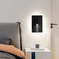 square 14w led wall mount light fixture ambient bedside lamp rotatable spotlight dualswitch living room black shell