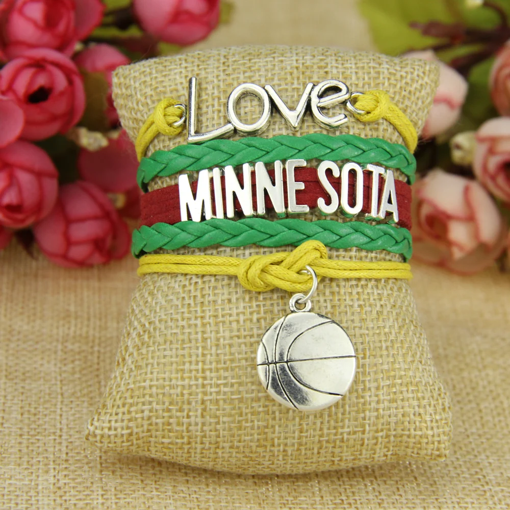 Браслет для футбольной команды Infinity Love Minnesota красный желтый зеленый