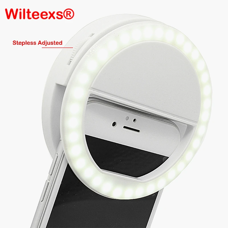 Светодиодная бесступенчатая селфи кольцевой вспышка WILTEEXS 36 светодиодов