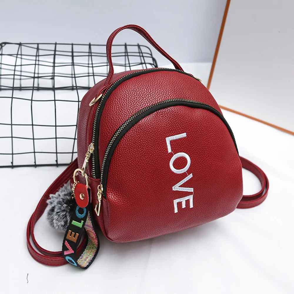 Женские сумки сумка для путешествий девушек с помпоном кожа чистый цвет на плечо