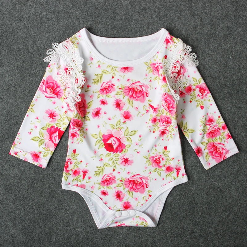 2017 Сезон весна-осень Цветочный принт с длинными рукавами для новорожденных