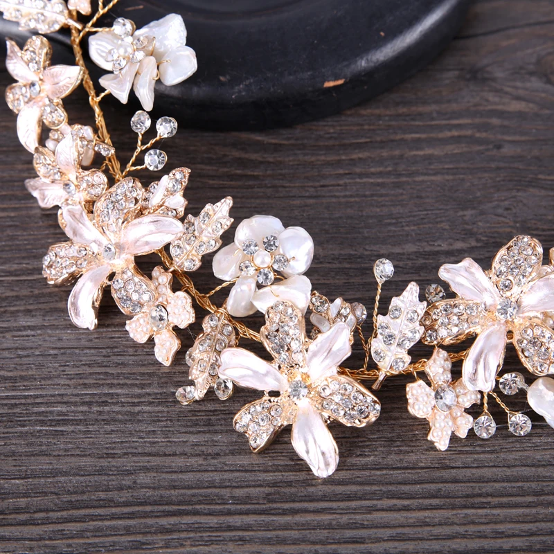 Handmade Silver Color Flower Hair Jewelry Headband Headpiece Crystal Rhinestone Hairband Bridal Women Wedding Accessories | Украшения и