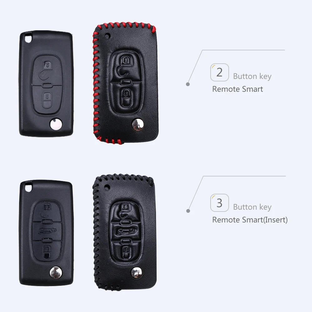 Чехол для ключей из натуральной кожи peugeot 206 207 2008 407 308 301 3008 508 107 106 RCZ 2017 аксессуары |