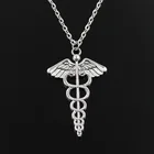 Простая Классическая модная античная серебряная подвеска-символ кадуцея для девушек, короткая длинная цепочка для женщин, Ювелирное Украшение