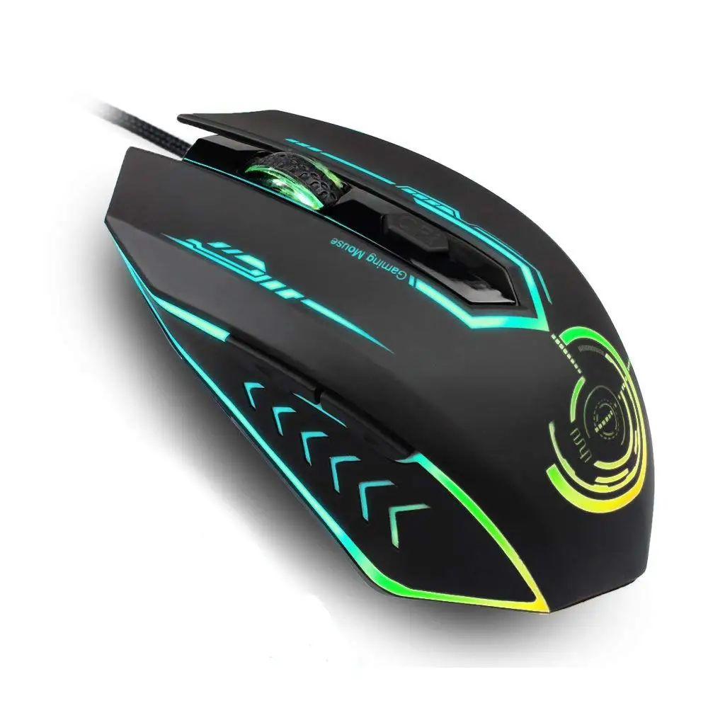 Проводная игровая мышь UHURU 6 кнопок 1200/1600/2400/3200 DPI компьютерная 7 цветов