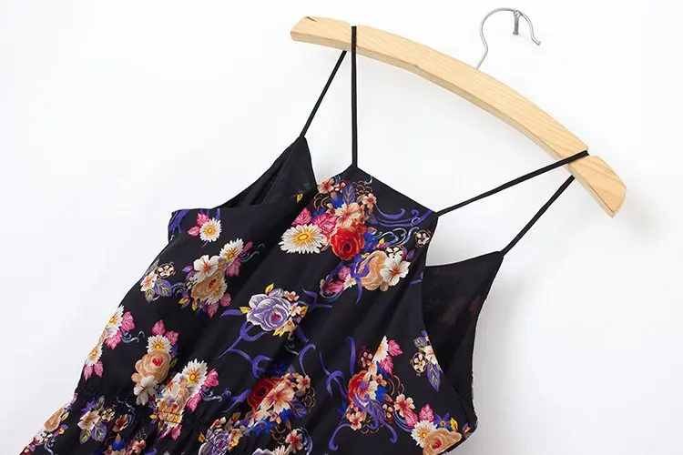 2014 New Women's European and American Style Wild Flower Strap Lace Hem Dress | Женская одежда