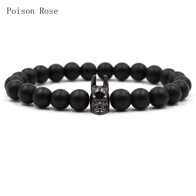 2018 Fashion Micro Inlay Zircon Batman Bracelet 8mm Black Scrub Stone Men and women Charm men jewelry AL-XD42 | Украшения и