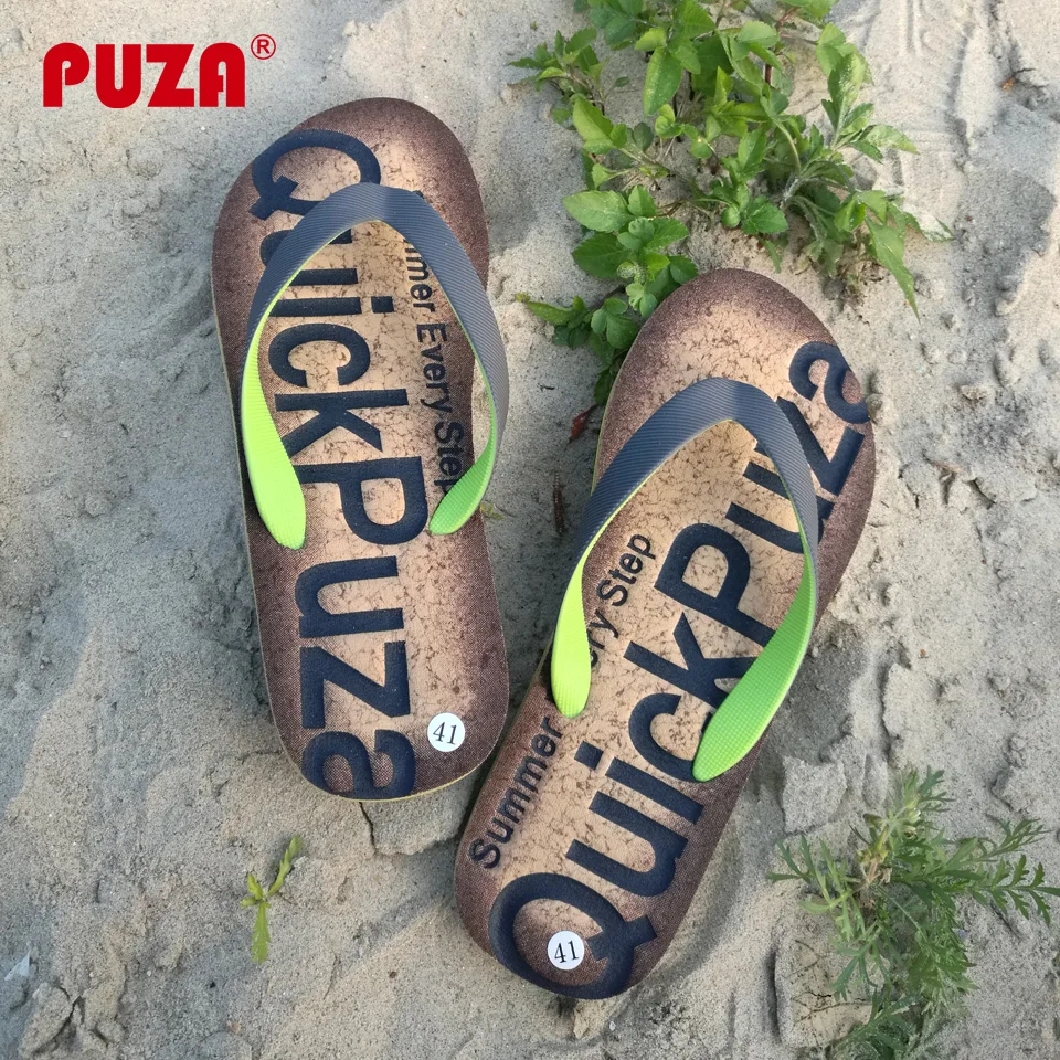 PUZA Flip Flops Men Sandals Flat Slipper Summer Beach Male Slides Rubber Eva Home Fashion Brand Flip-Flops 2018 New | Обувь