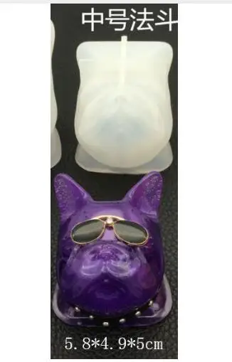 3D смолы ювелирные изделия Единорог силиконовые формы DIY КИТ Медведь Олень сердце плесень эпоксидной смолы кулон Подвески Французский бульдог Кабошоны - Цвет: GJ0145-Sdog