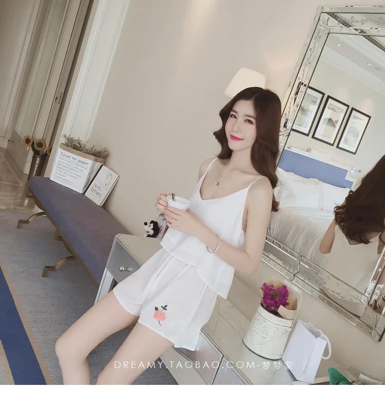 Женский пижамный комплект с v-образным вырезом из 2 предметов хлопковая футболка +