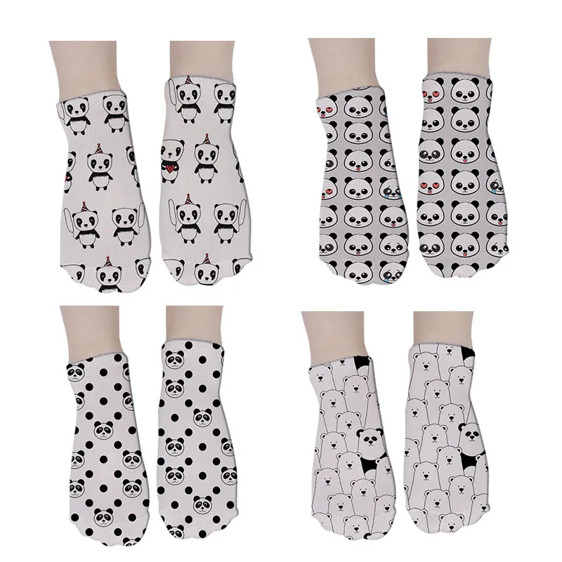 SexeMara/, милые короткие хлопковые носки с 3D принтом для женщин, короткие носки с изображением панды и медведя, новые модные забавные короткие носки с принтом