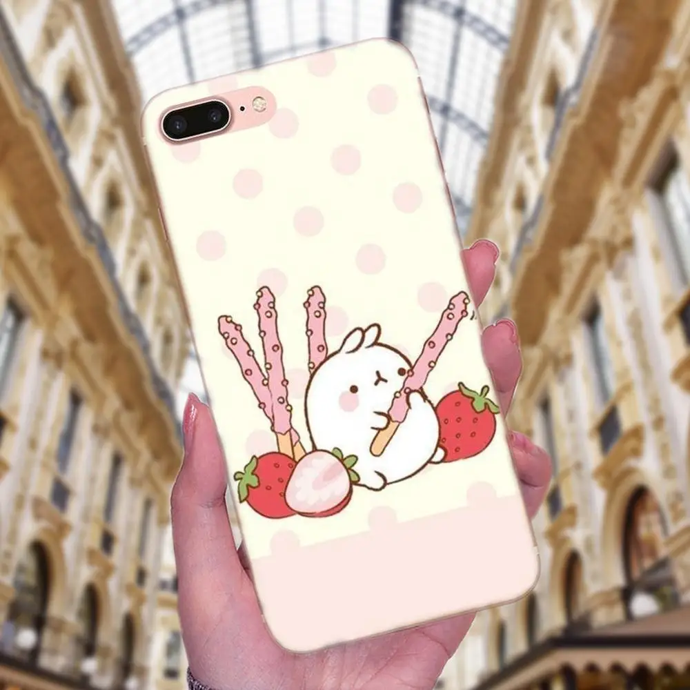 Симпатичная кавайная коробка картофель и кролики Molang для Samsung Galaxy Note 5 8 9 S3 S4 S5 S6 S7 S8