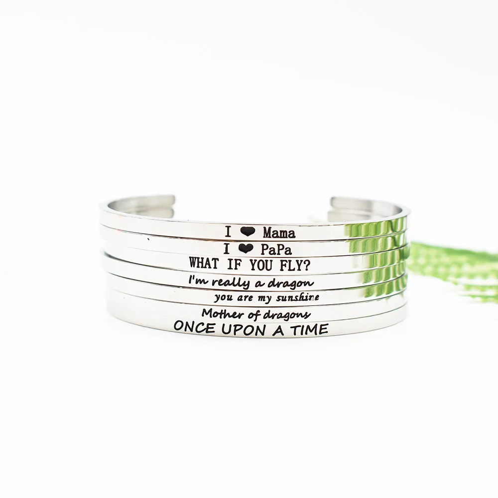 

"Mother of dragons"Mantra Bangle Encouragement Stainless Steel Cuff Bangle