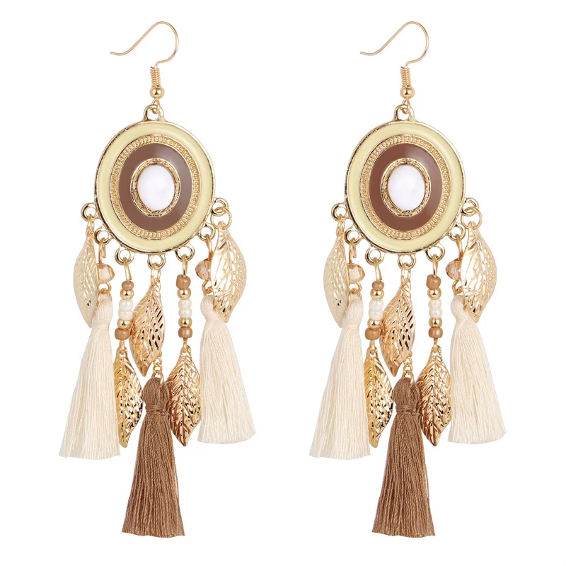 Женские этнические серьги-кисточки MINHIN летние круглые серьги из смолы |