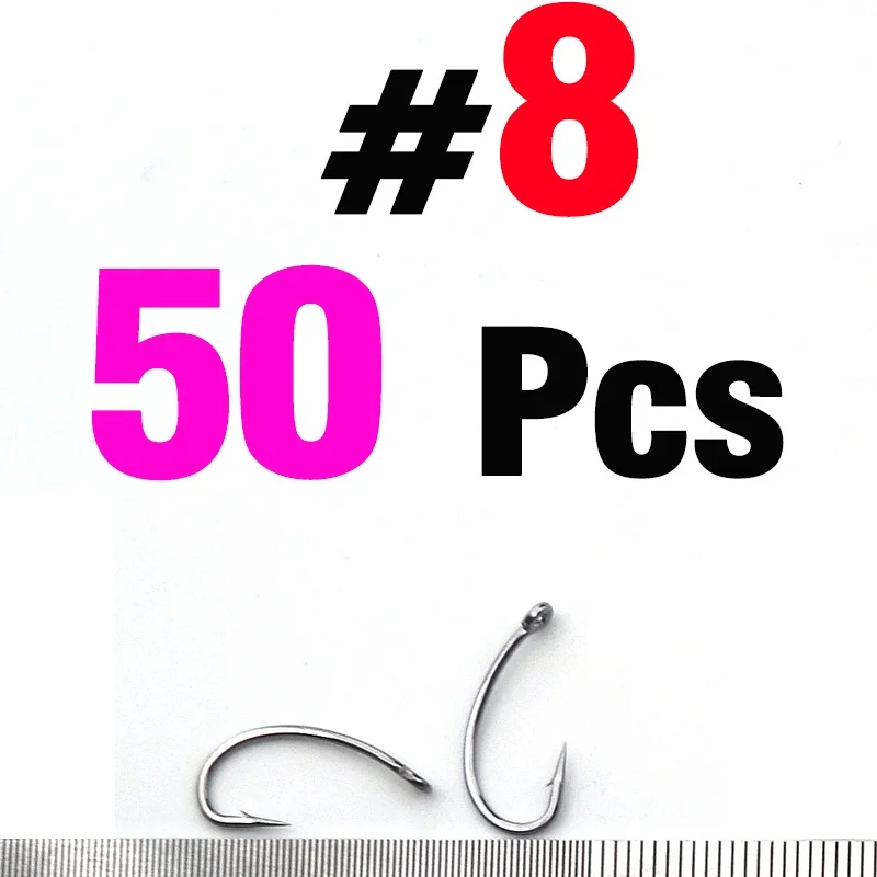 MNFT 50 шт. Высокое качество острый Карп Рыболовный крючок специальный черный колючий крючок для ловли карпа рыболовные снасти 27*12 мм/24*10 мм/21*9 мм/18*7 мм - Цвет: 50Pcs    Size 8