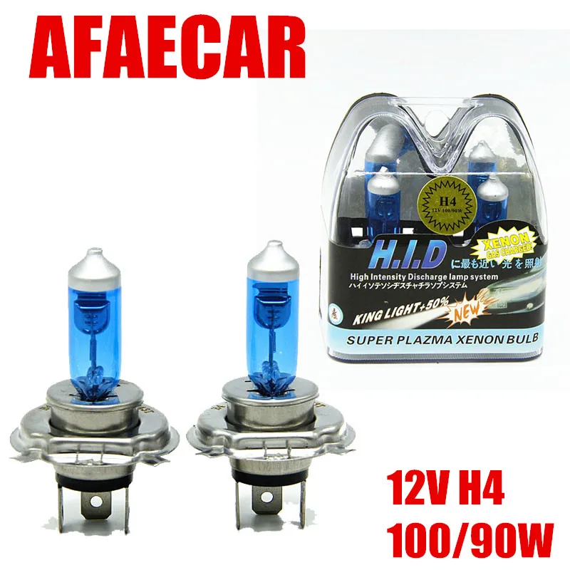 

AFAECAR 100/90w 12V h4 галогенная лампа супер белая противотумансветильник фара s высокомощный Автомобильный источник светильник