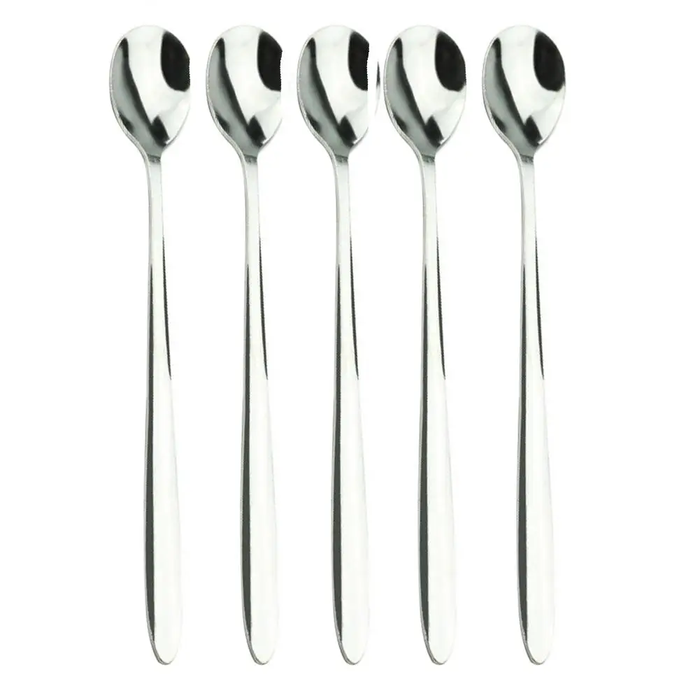 

HOT! 5Pcs Stainless Steel Coffee Tea Spoons Handle Creative Spoon Drinking Tools Dessert Food Cream Spoons Set Kitchen Tableware