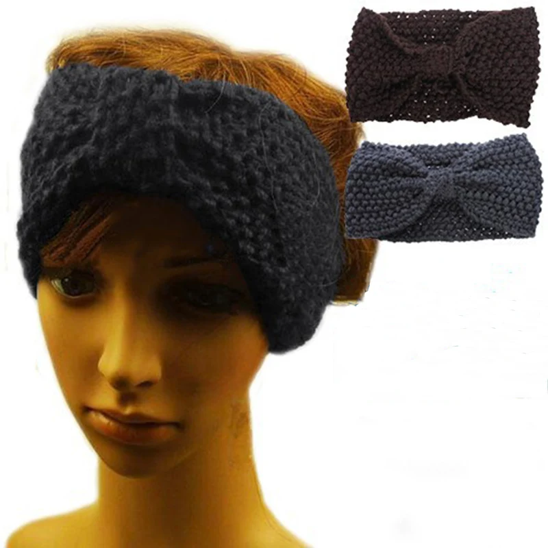 New Hair Accessories Winter Crochet Flower Bow Knitted Headwrap Headband Ear Warmer Muffs Band Fashion |
