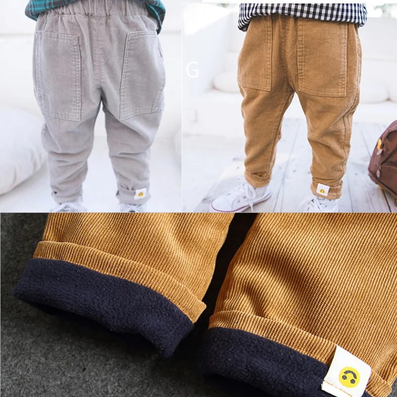 winter new fashion baby corduroy pants boys thicken solid straight trousers children keep warm bottoms child autumn |