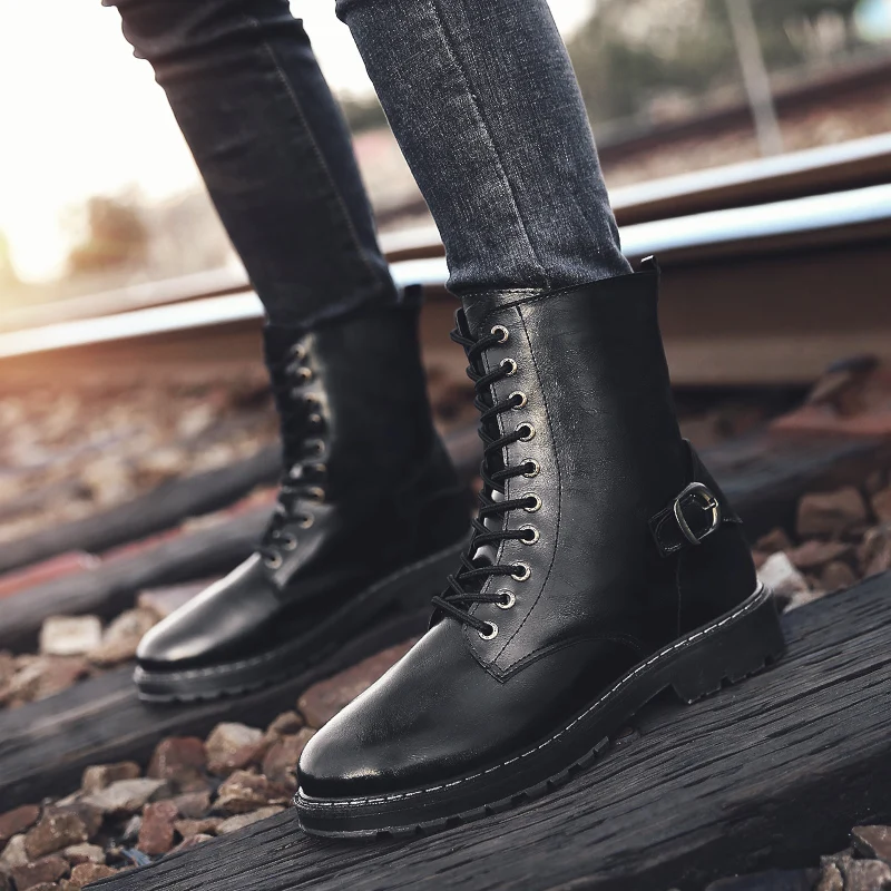 2018 зимние Ботинки Martin мужские ботинки дезерты высокие мужская обувь цвет: черный