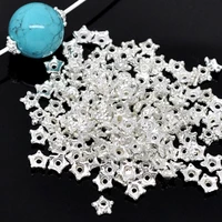 100pcs beads caps jewelry diy making findings silver plated tiny star flowers metal 5mm
