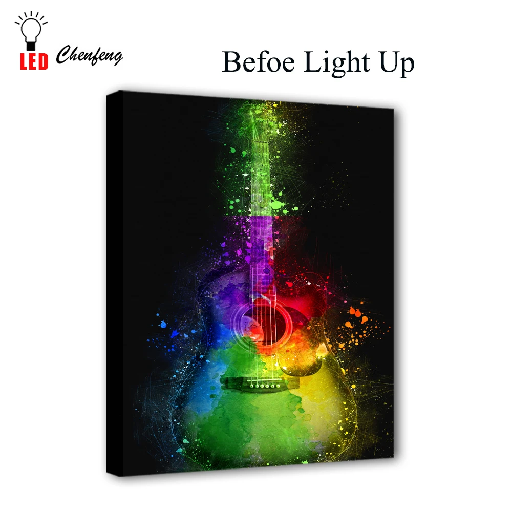 RGB Led холст настенные декоративные роялти красочные гитары музыка натюрморт картина холст печать с подсветкой живопись светильник подарок