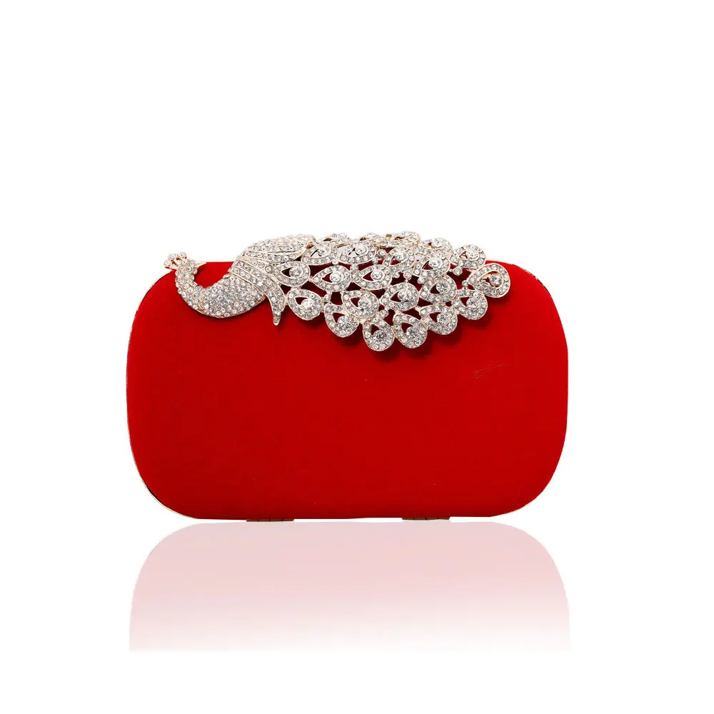 

Женский Вечерний Клатч DAIWEI стразы, Дамский красный клатч, сумочка на цепочке, Свадебный Кошелек