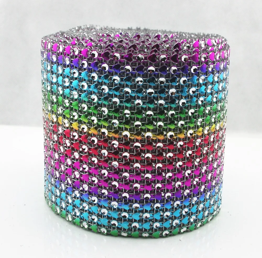 18 рядов сердце горный хрусталь сетка лента Радуга Диамант Свадебные бегуны для