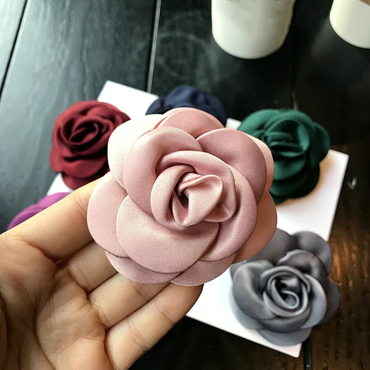 Голова из ткани цветок красные Броши с розами клип двойного назначения