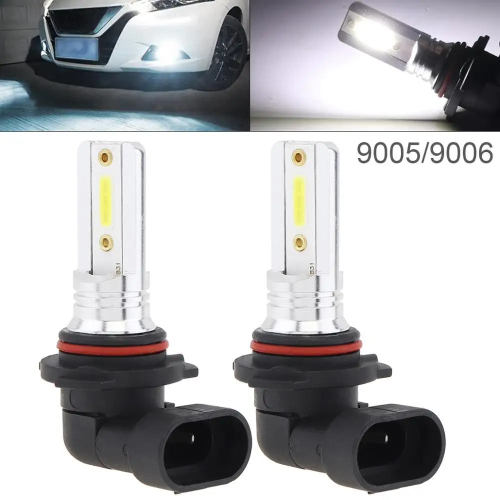 

2pcs 12V 9005 9006 COB SMD Lights 1200LM 6500K-7500K White Driving Running Car Lamp Auto Light Bulbs Fog Lamp for Car Vehicle
