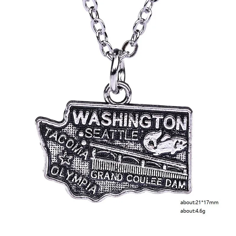 Рыболовные крючки модные ювелирные изделия США штат карта ожерелья и кулоны