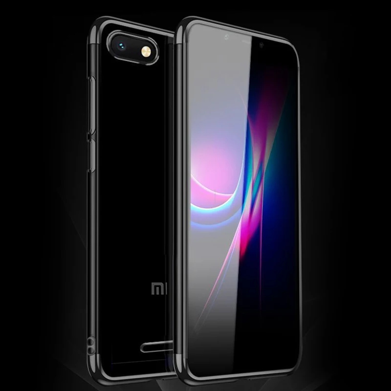 Чехол для Xiaomi Redmi 6A, мягкий силиконовый защитный бампер, прозрачный чехол для Redmi 6A, противоударный чехол 5,84'' - Цвет: Черный