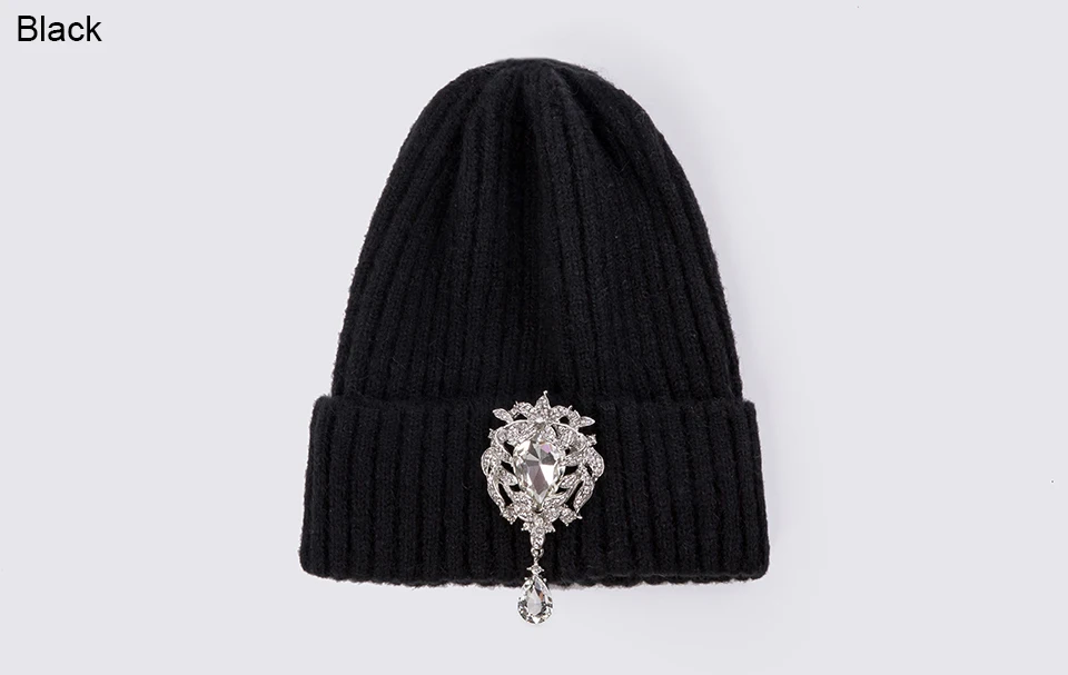 Ralferty вязаная зимняя шапка женская Skullies Beanies женские роскошные хрустальные шапки шапка Осенняя теплая трикотажная шапка с черепами Черная шапка femme
