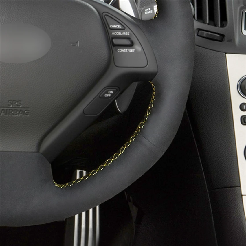 Черная замшевая кожа для Infiniti G G25 G35 G37 EX EX35 EX37 Q Q40 Q60 QX50 (США) 2014 2018|Чехлы на руль| |