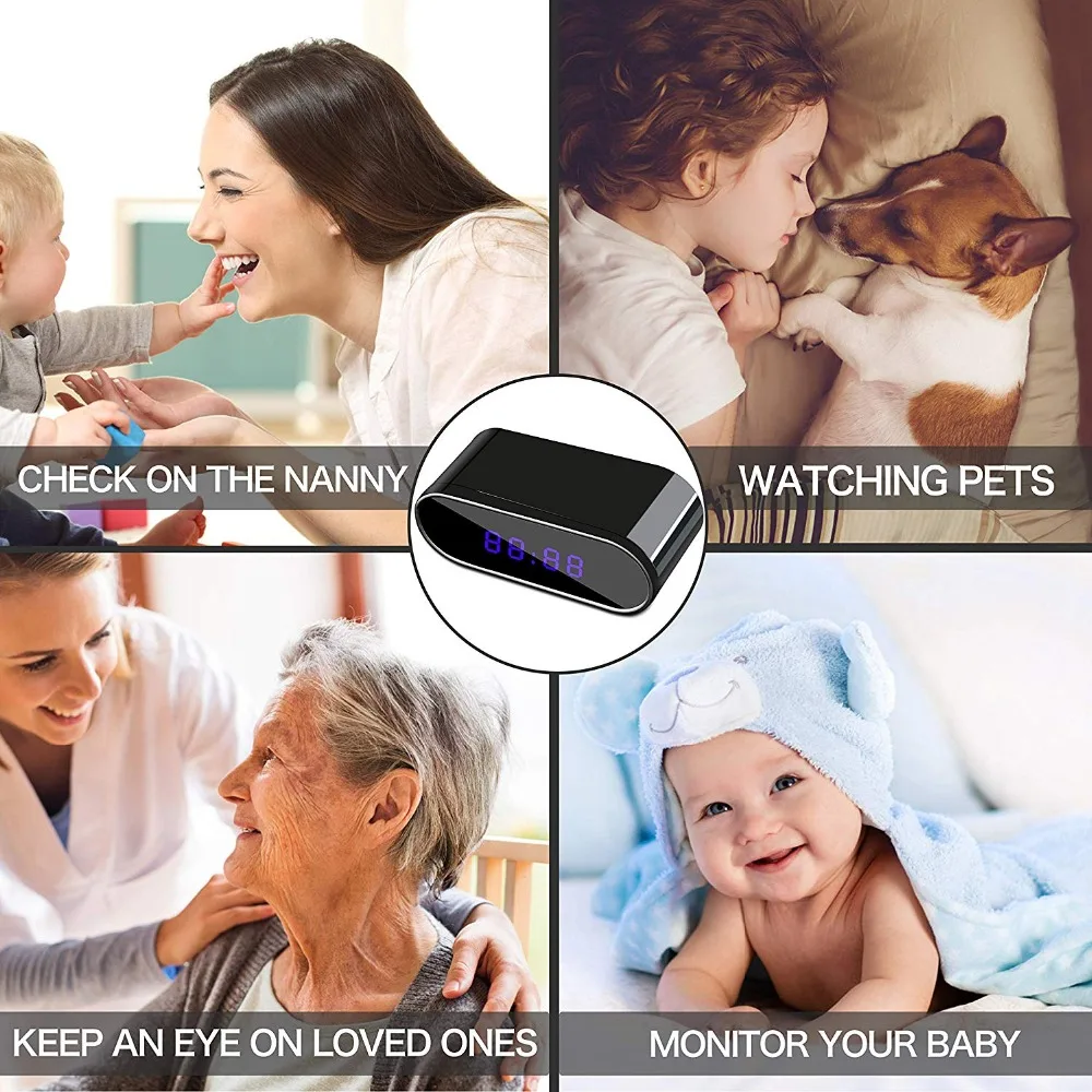 H.264 WiFi настольные часы мини камера 1080P HD IP P2P DVR видеокамера будильник набор ночного видения датчик движения дистанционный монитор микро камера