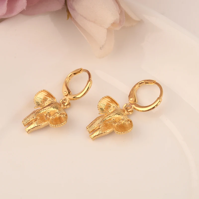 

Africa Gold Filled Women's Drop Earring Dangle Earring Charms lovely elephant Jewelry Earrings brincos Vintage girls kids gift